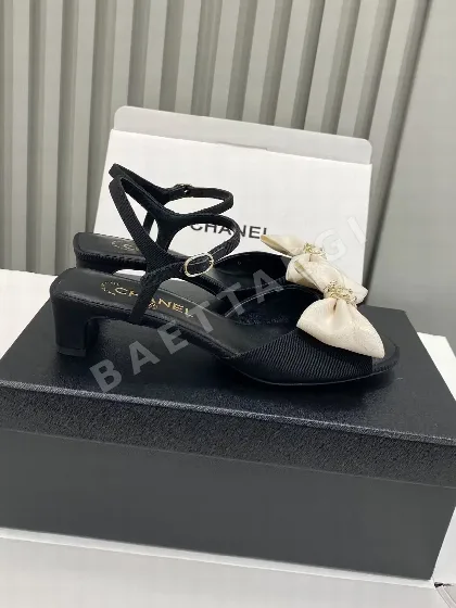 샤넬 청키 힐 리본 샌들 95911