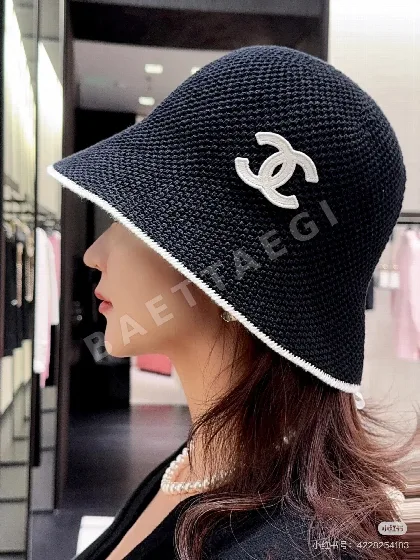 샤넬 미니멀 흑백 블록 피셔맨 햇 모자 82878