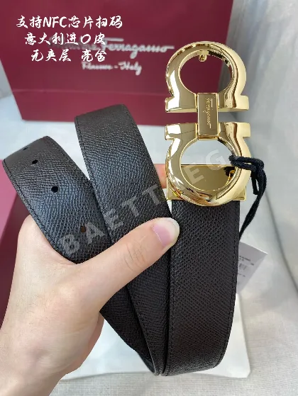 페레가모 천연 가죽 벨트 3.5 CM202500320 59528