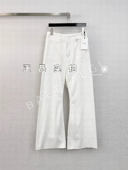셀린느 자수 포켓 화이트 진 바지 136545