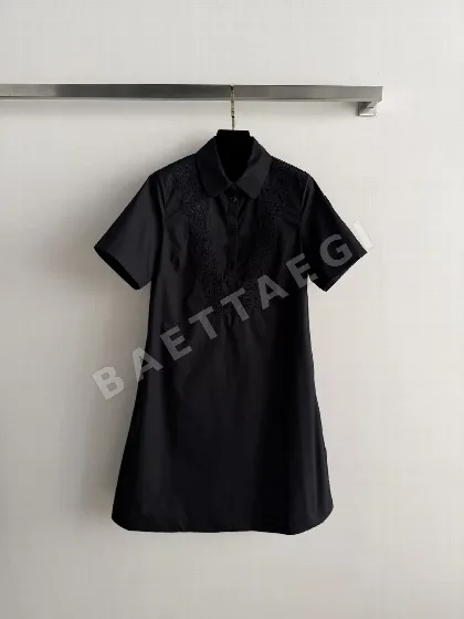 몽클레르 여성 린넨 반팔 카라 셔츠 원피스 52265