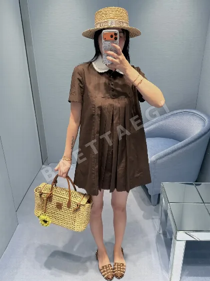 미우미우 피터팬 카라 코튼 반팔 원피스 101771