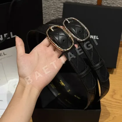 샤넬 양면 카프스킨 가죽 벨트 174156