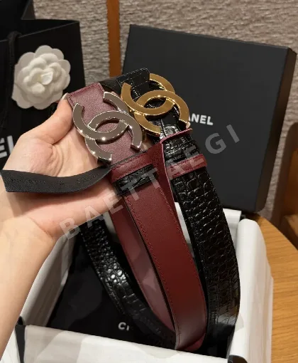샤넬 크로커다일 패턴 카프스킨 벨트 177374