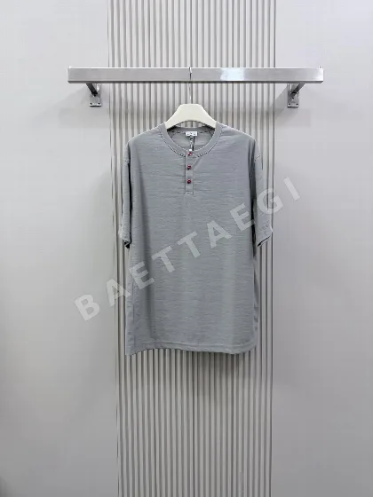 키톤 남성 린넨 버튼업 크루넥 반팔 티셔츠