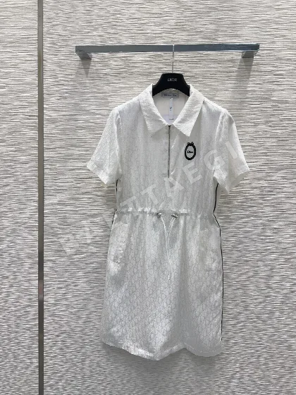 디올 자수 플라워 옆 허리 벌 패턴 벨트 원피스