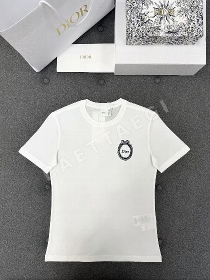 디올 자수 코튼 여성 반팔 티셔츠 139589