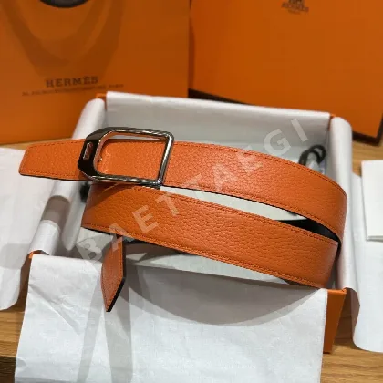 에르메스 조키 메탈 버클 양면 가죽 벨트 175447