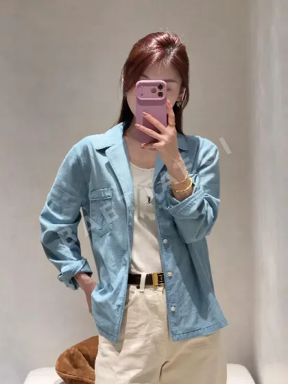 생로랑 자수 포켓 데님 셔츠 103344