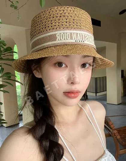 디올 자수 로고 밀짚 모자 119437