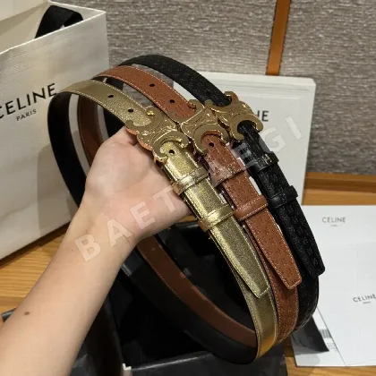 셀린느 차트 개선문 소가죽 골드 버클 벨트 25mm 174647