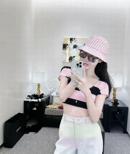샤넬 스트라이프 버킷 모자 82848