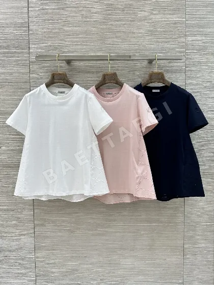 몽클레르 여성 자수 로고 반팔 티셔츠 97697
