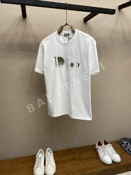디올 로고 자수 코튼 반팔 티셔츠 1447