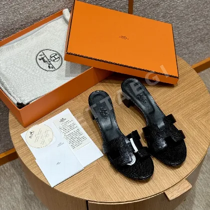 에르메스 오아시스 샌들 블랙 도마뱀가죽 하이힐 164386