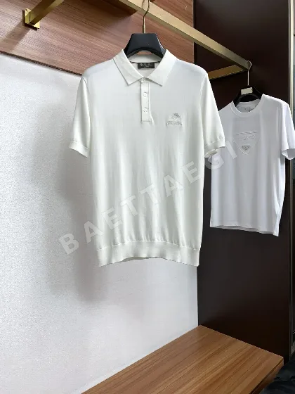 로로피아나 남성 린넨 카라 반팔 티셔츠 48157