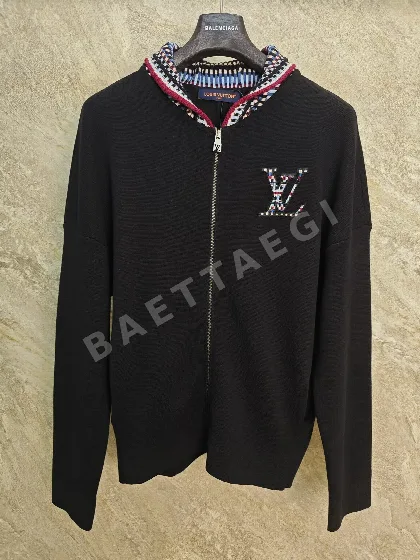 루이비통 LV 로고 지퍼업 면 니트 남성 자켓 157462