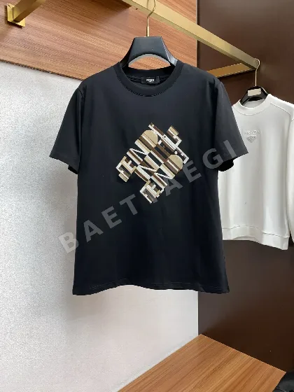 펜디 자수 코튼 반팔 티셔츠