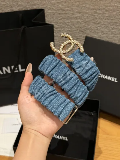 샤넬 램스킨 진주 인터로킹 CC 스트레치 벨트 174307