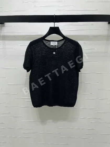 샤넬 여성 크루넥 니트 반팔 탑 103758