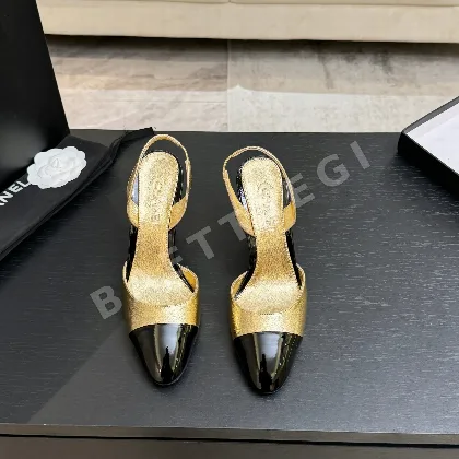 샤넬 더블 C 컷아웃 플랫 하이힐 신발 115366
