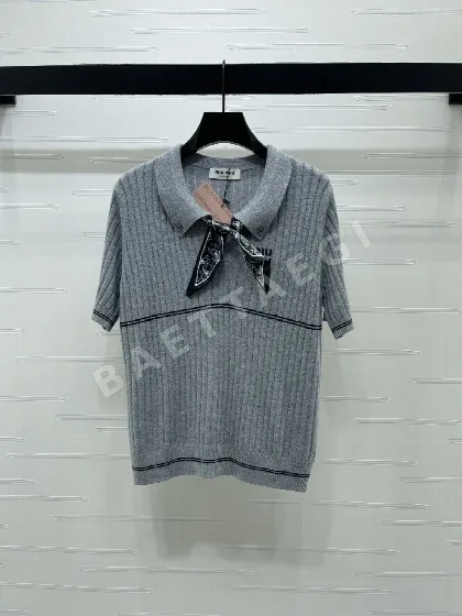 미우미우 스카프 카라 니트 반팔 탑 52782
