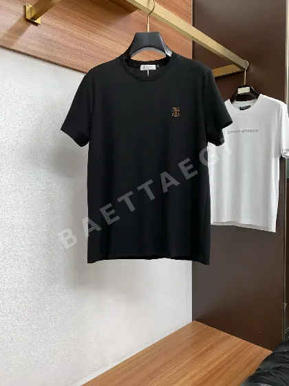브루넬로쿠치넬리 3D 자수 로고 크루넥 반팔 셔츠 47941