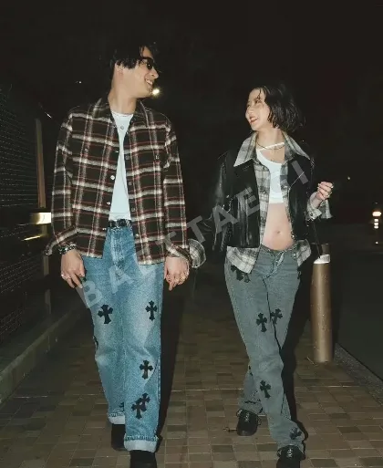 크롬하츠 가죽 워시드 데님 남성 바지 107956