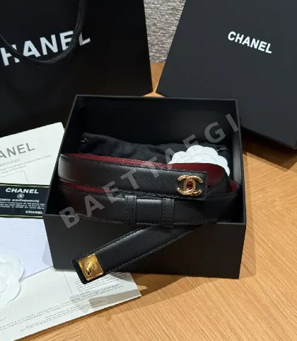 샤넬 레더 25mm 더블 C 메탈 버클 벨트 177354