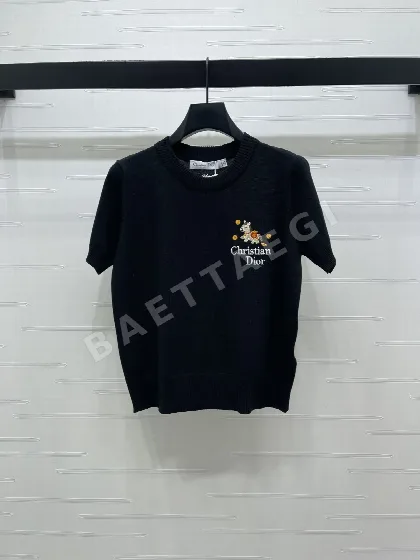 디올 여성 라운드넥 반팔 니트 탑 51724