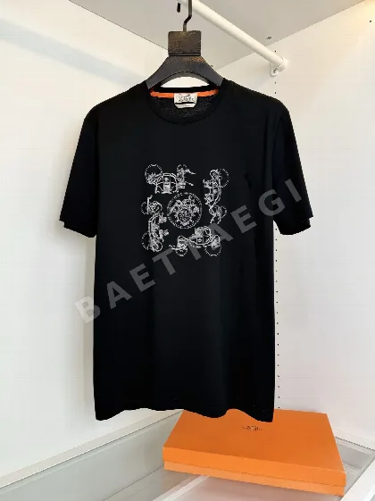 에르메스 자수 크루넥 코튼 반팔 티셔츠 2203