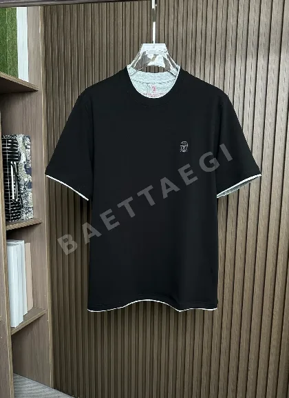 브루넬로쿠치넬리 투톤 카라 남성 반팔 티셔츠 47927