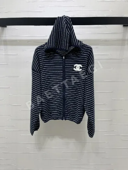 샤넬 스트라이프 후드 니트 자켓 143147
