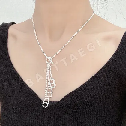 에르메스 돼지 코 스털링 실버 목걸이 70020