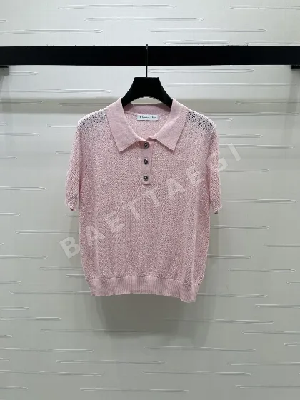 디올 시스루 니트 카라 반팔 탑 142110