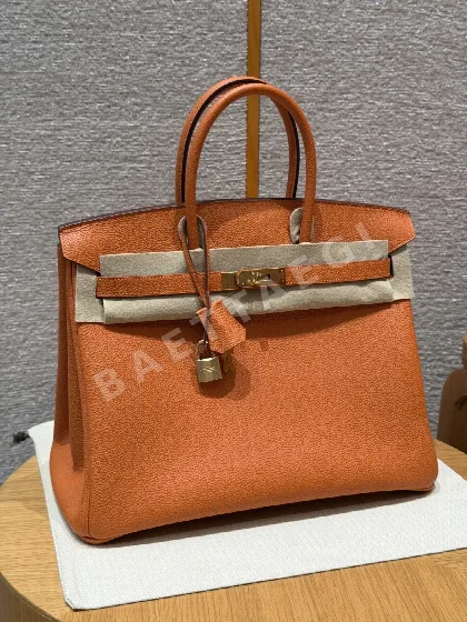 에르메스 버킨 35 토고 가죽 오렌지 가방 144452