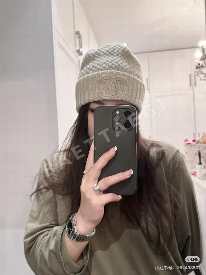샤넬 울 니트 비니 모자 82498
