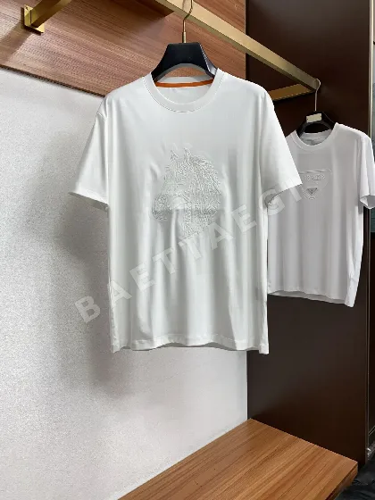 에르메스 100수 머서라이즈드 코튼 반팔 티셔츠 49513