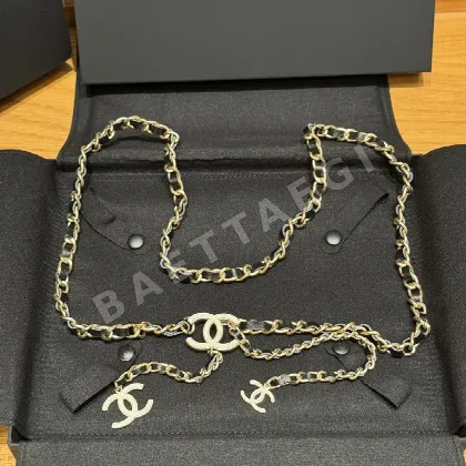 샤넬 더블 C 로고 에나멜 체인 벨트 58688