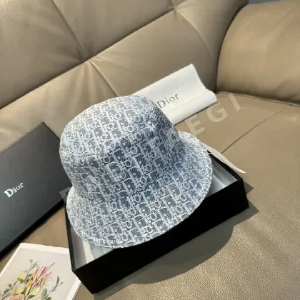 디올 자카드 데님 버킷 햇 모자 133696