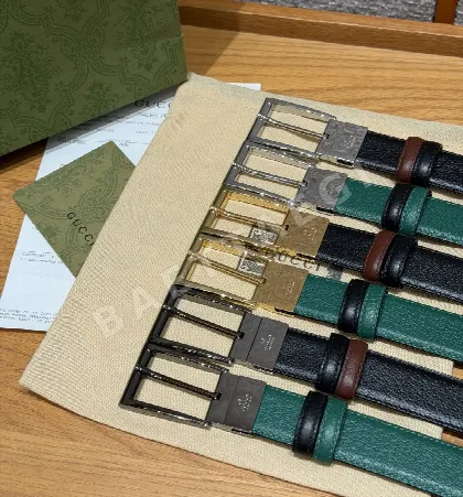 구찌 G 로고 스퀘어 버클 그레인 가죽 벨트 174901