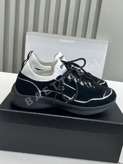 샤넬 블랙 화이트 믹스드 파이버 스니커즈 143754