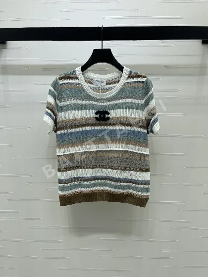 샤넬 스트라이프 시스루 반팔 티셔츠 103707