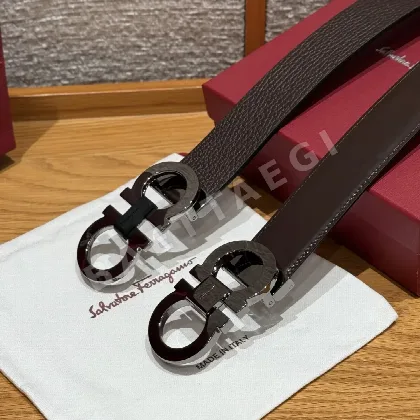 페레가모 간치니 버클 리버서블 가죽 벨트 177066