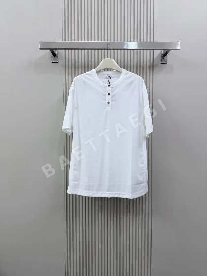 키톤 남성 린넨 버튼 크루넥 반팔 티셔츠