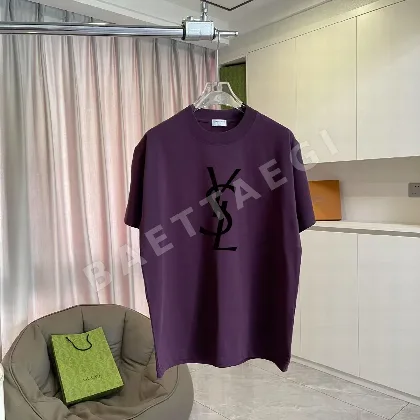 생로랑 레터 로고 프린트 반팔 티셔츠 103467