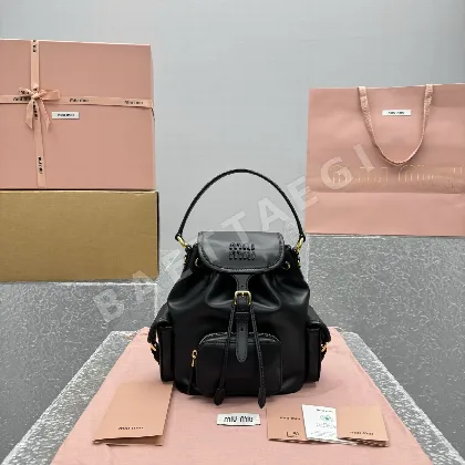 미우미우 캔버스 가죽 백팩 68433