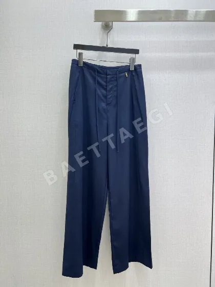 생로랑 메탈 벨트 린넨 와이드 팬츠 103437