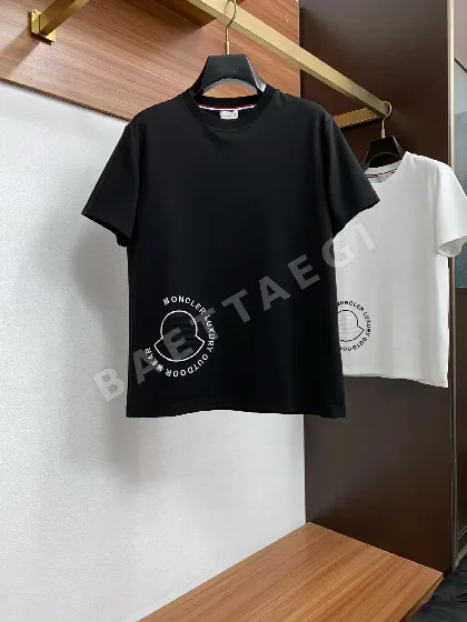 몽클레르 여성 라운드넥 머서라이즈드 코튼 반팔티 151861