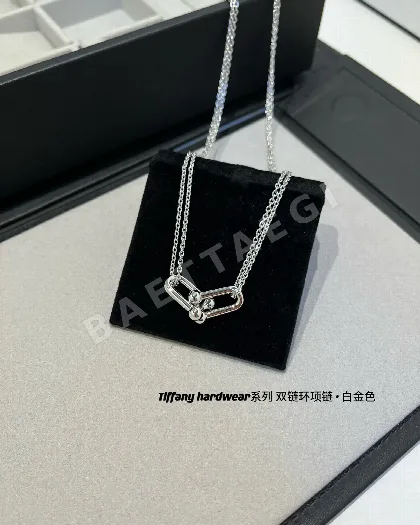티파니 하드웨어 더블 링크 화이트 골드 목걸이 70859